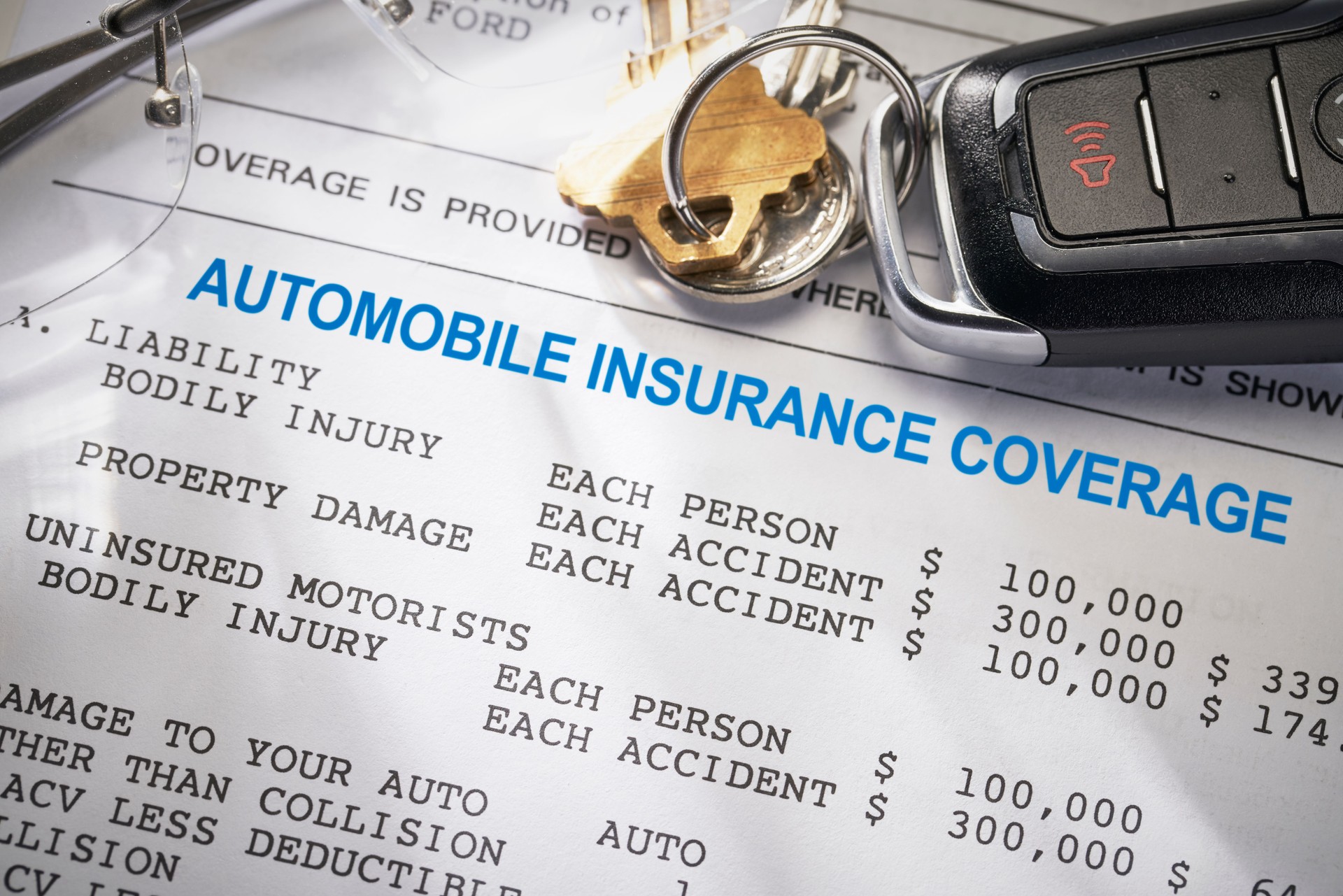 Auto and Car Insurance policy with keys